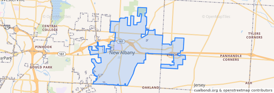 Mapa de ubicacion de New Albany.