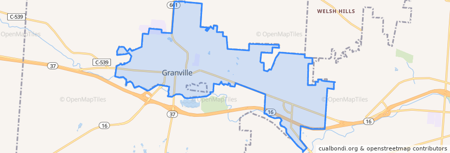 Mapa de ubicacion de Granville.