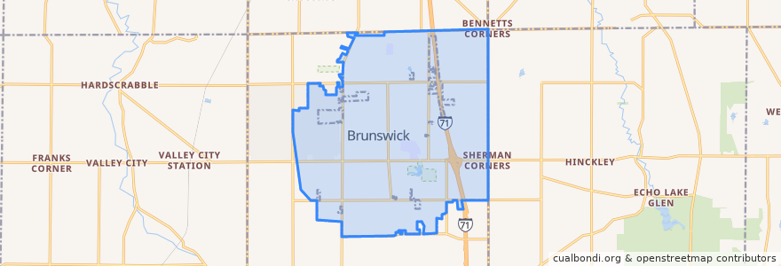 Mapa de ubicacion de Brunswick.