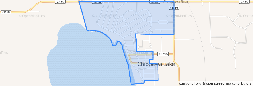 Mapa de ubicacion de Chippewa Lake.