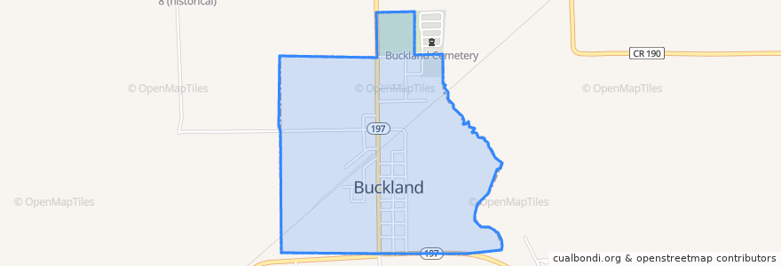 Mapa de ubicacion de Buckland.