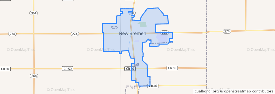 Mapa de ubicacion de New Bremen.
