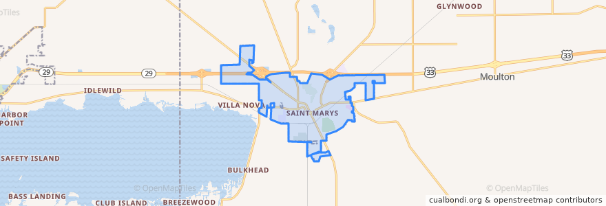 Mapa de ubicacion de Saint Marys.