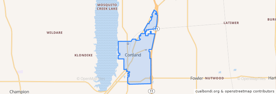 Mapa de ubicacion de Cortland.