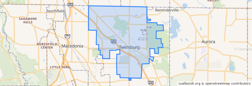 Mapa de ubicacion de Twinsburg.