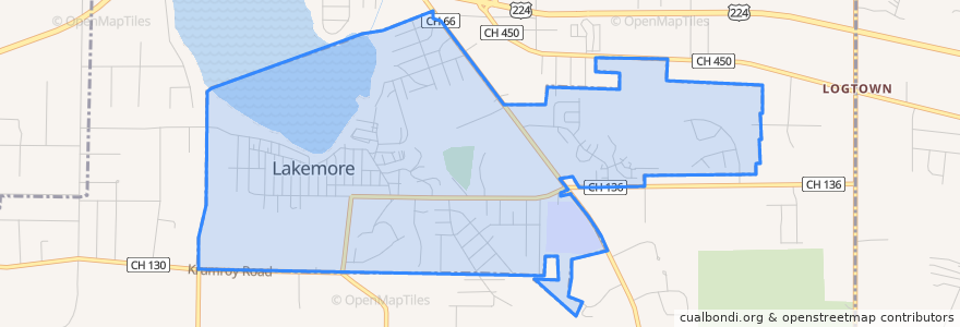 Mapa de ubicacion de Lakemore.