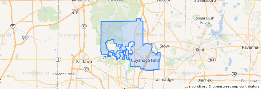 Mapa de ubicacion de Cuyahoga Falls.
