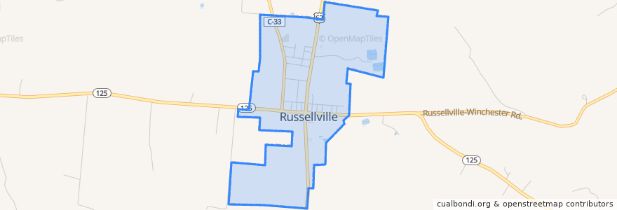 Mapa de ubicacion de Russellville.