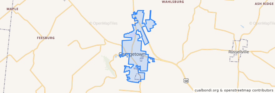 Mapa de ubicacion de Georgetown.