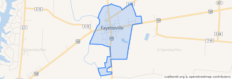 Mapa de ubicacion de Fayetteville.