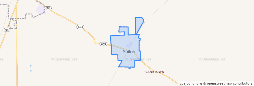 Mapa de ubicacion de Shiloh.