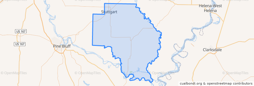 Mapa de ubicacion de Arkansas County.