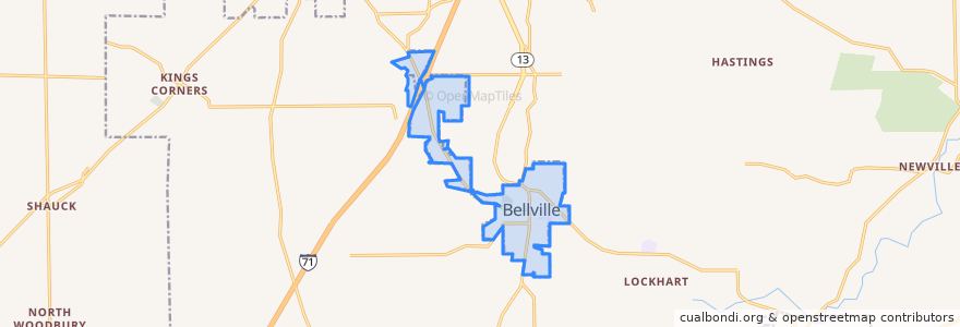 Mapa de ubicacion de Bellville.