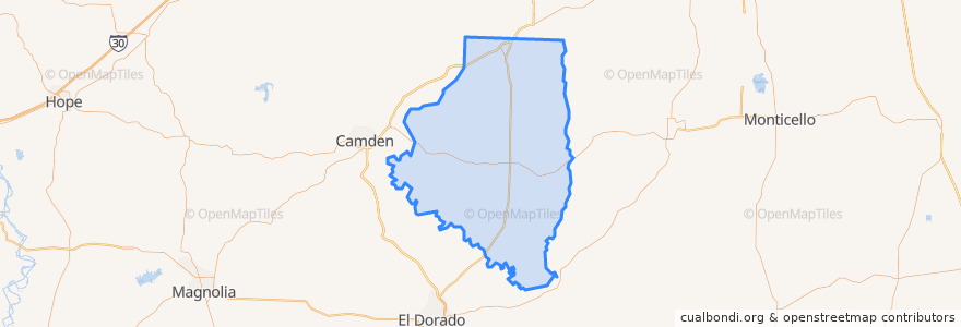 Mapa de ubicacion de Calhoun County.