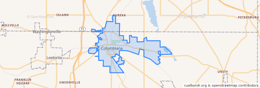 Mapa de ubicacion de Columbiana.