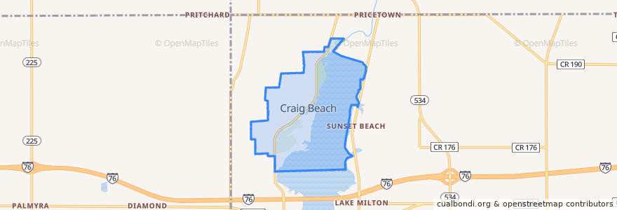 Mapa de ubicacion de Craig Beach.