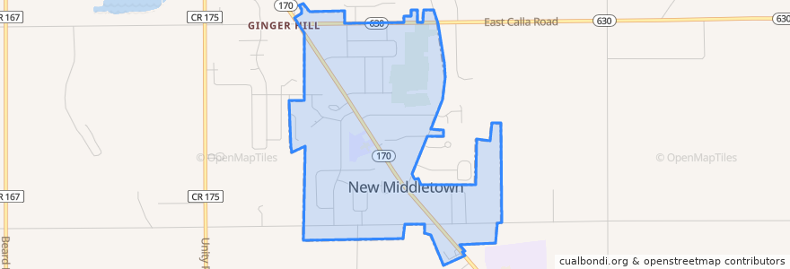 Mapa de ubicacion de New Middletown.