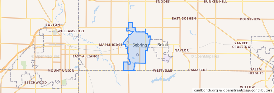 Mapa de ubicacion de Sebring.