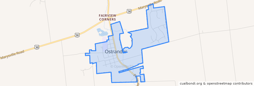 Mapa de ubicacion de Ostrander.