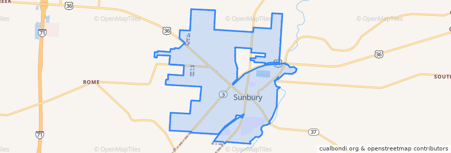 Mapa de ubicacion de Sunbury.