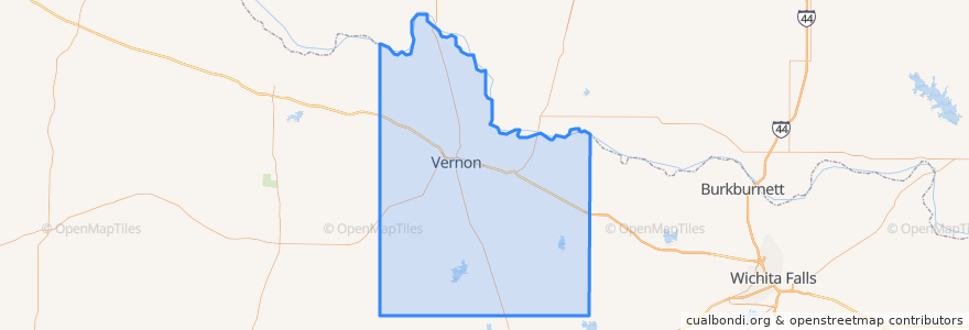 Mapa de ubicacion de Wilbarger County.