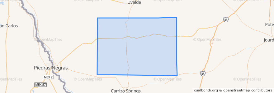 Mapa de ubicacion de Zavala County.