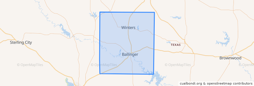 Mapa de ubicacion de Runnels County.