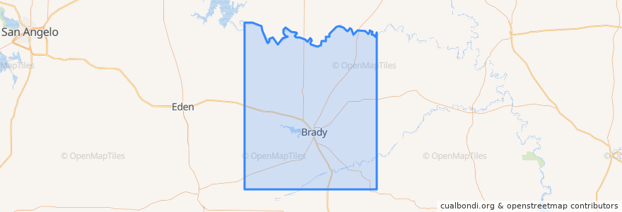 Mapa de ubicacion de McCulloch County.