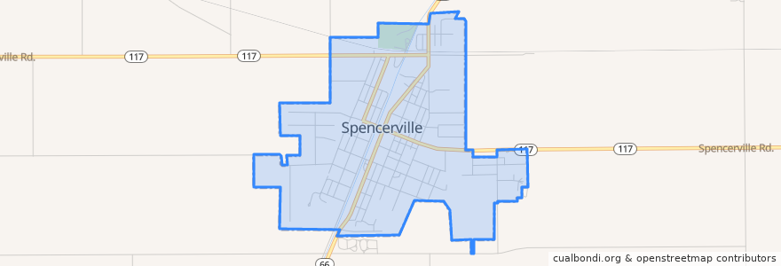 Mapa de ubicacion de Spencerville.