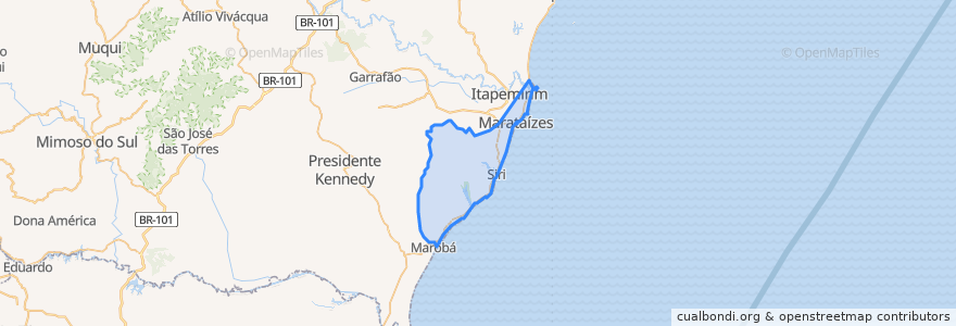 Mapa de ubicacion de Marataízes.