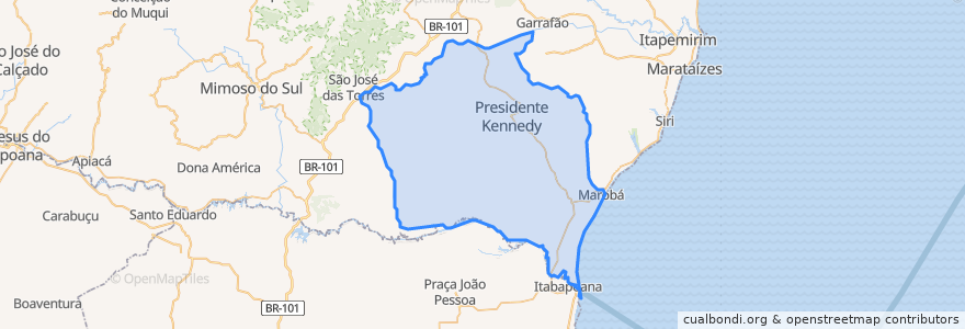 Mapa de ubicacion de Presidente Kennedy.