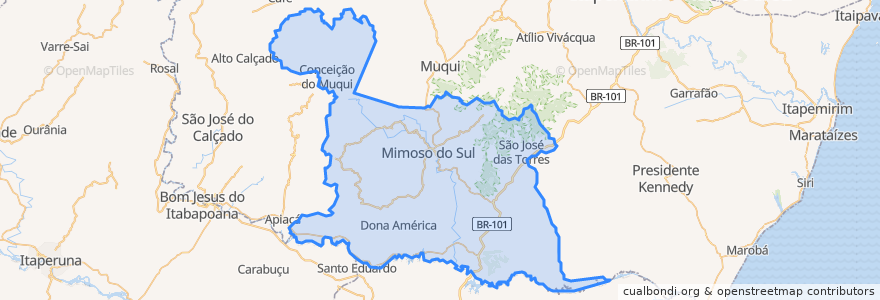 Mapa de ubicacion de Mimoso do Sul.