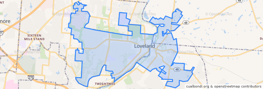 Mapa de ubicacion de Loveland.