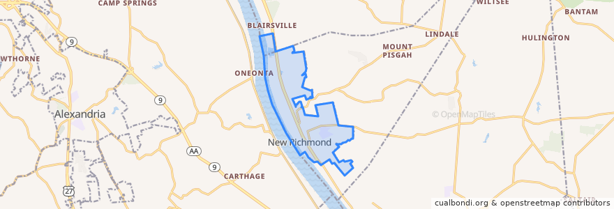 Mapa de ubicacion de New Richmond.