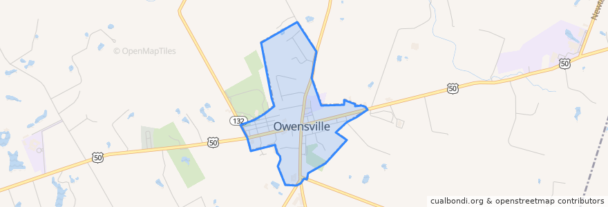 Mapa de ubicacion de Owensville.
