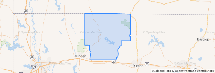 Mapa de ubicacion de Claiborne Parish.