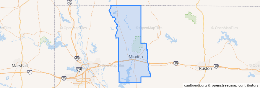 Mapa de ubicacion de Webster Parish.