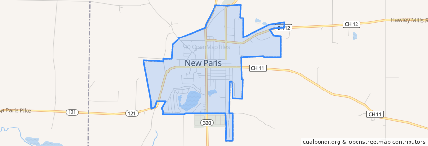 Mapa de ubicacion de New Paris.
