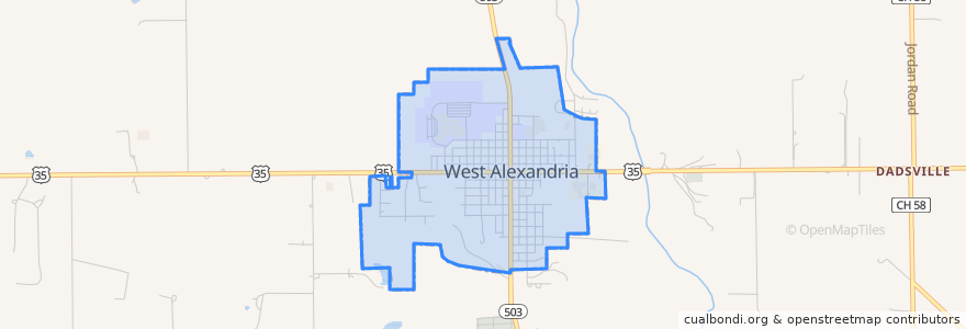 Mapa de ubicacion de West Alexandria.
