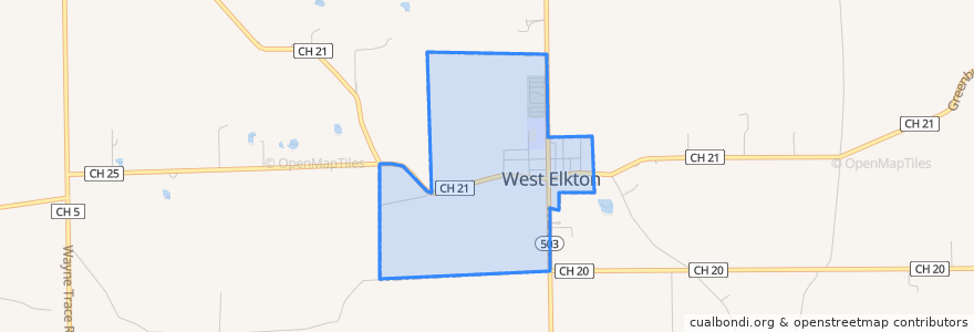 Mapa de ubicacion de West Elkton.