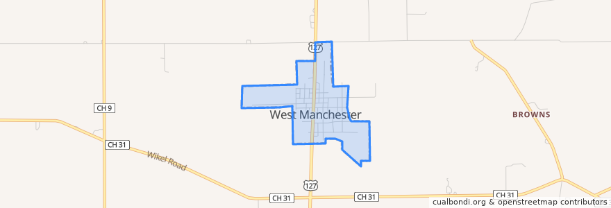 Mapa de ubicacion de West Manchester.