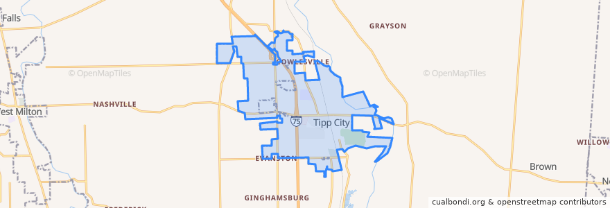 Mapa de ubicacion de Tipp City.