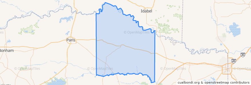 Mapa de ubicacion de Red River County.