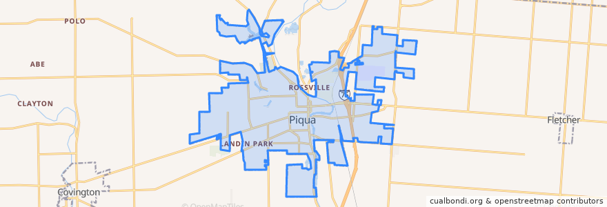 Mapa de ubicacion de Piqua.