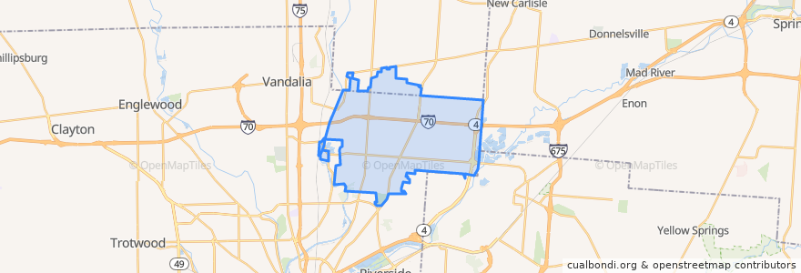 Mapa de ubicacion de Huber Heights.