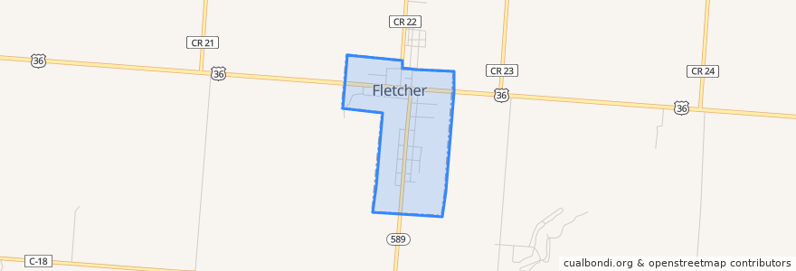 Mapa de ubicacion de Fletcher.