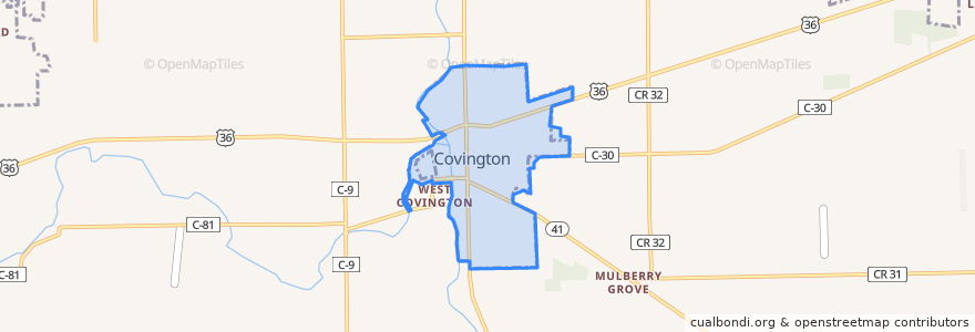 Mapa de ubicacion de Covington.