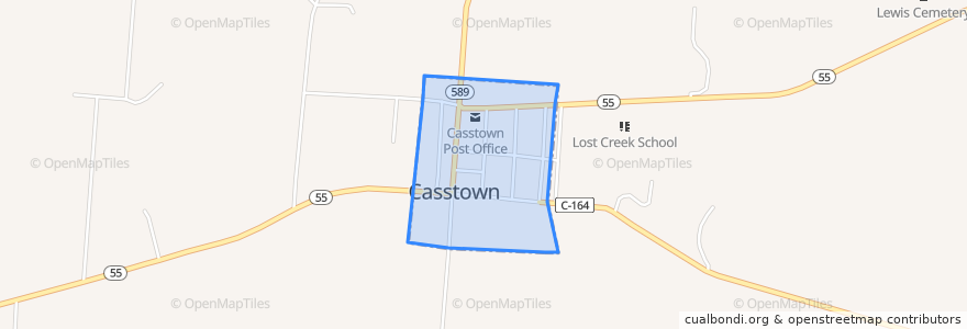 Mapa de ubicacion de Casstown.