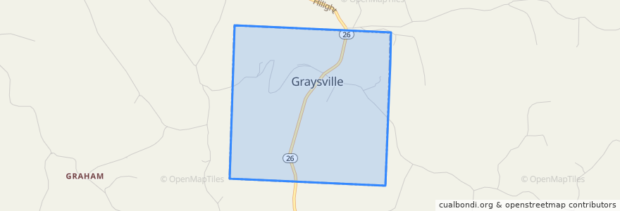 Mapa de ubicacion de Graysville.