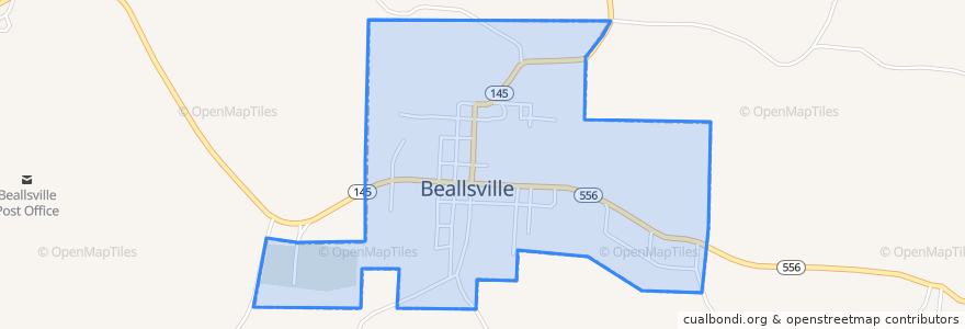 Mapa de ubicacion de Beallsville.